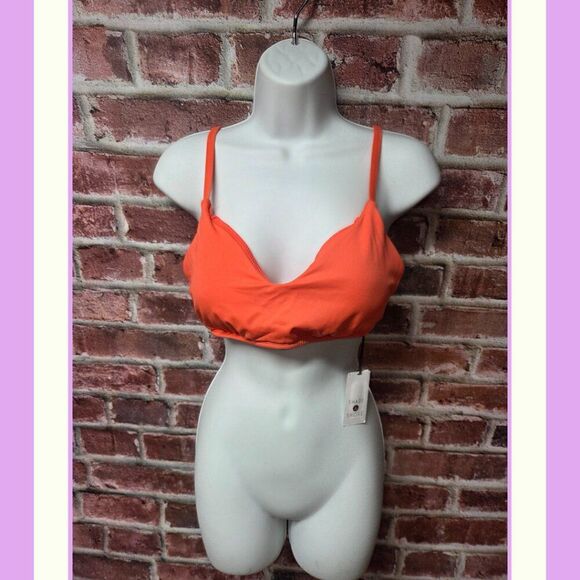 Shade and Shore Bikini Top L | Orange Wireless Adjustable Swimwear Summer Beach - Picture 1 of 4